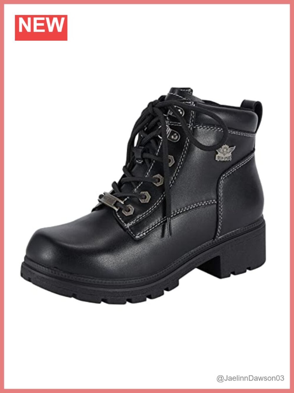 Lace Up Motorcycle Riding Boots Faux Leather Ankle Booties Low Heel